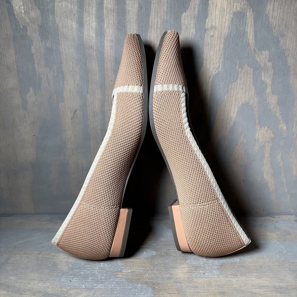 Vionic Women's Pointed Knit Flats in Blush with Cream Trim - Picture 6 of 10